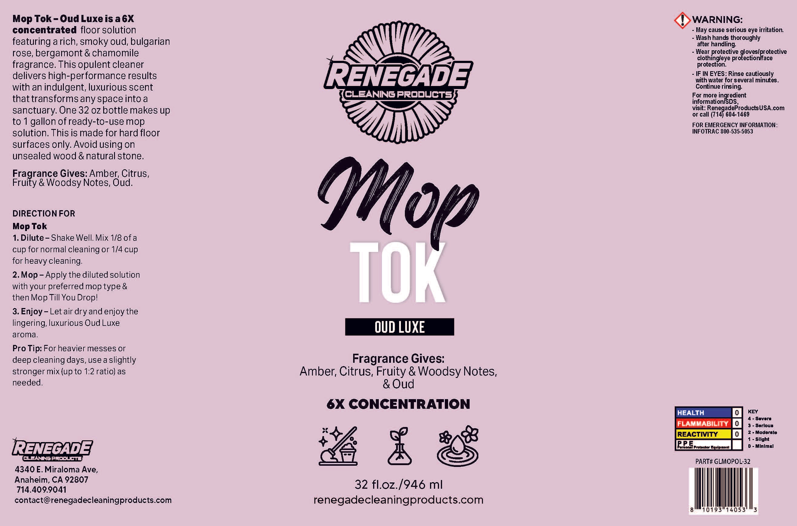 Mop Tok 6X Concentrated Luxury Mop Soap Solution, 32 Oz