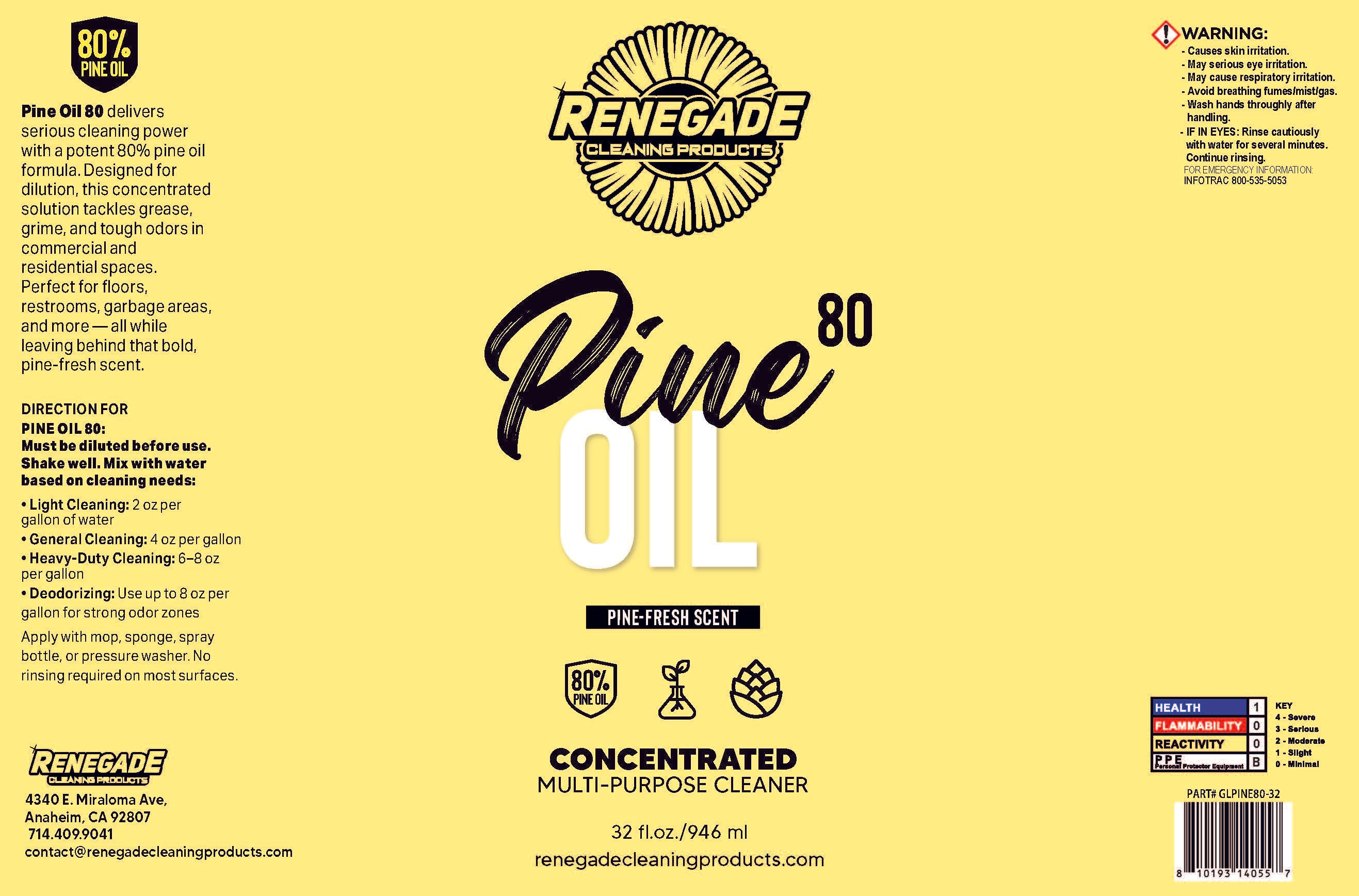 Pine Oil 80 Cleaner – 80% Pure Pine Oil, 32 oz & 1 Gallon, Plant‑Powered Disinfectant
