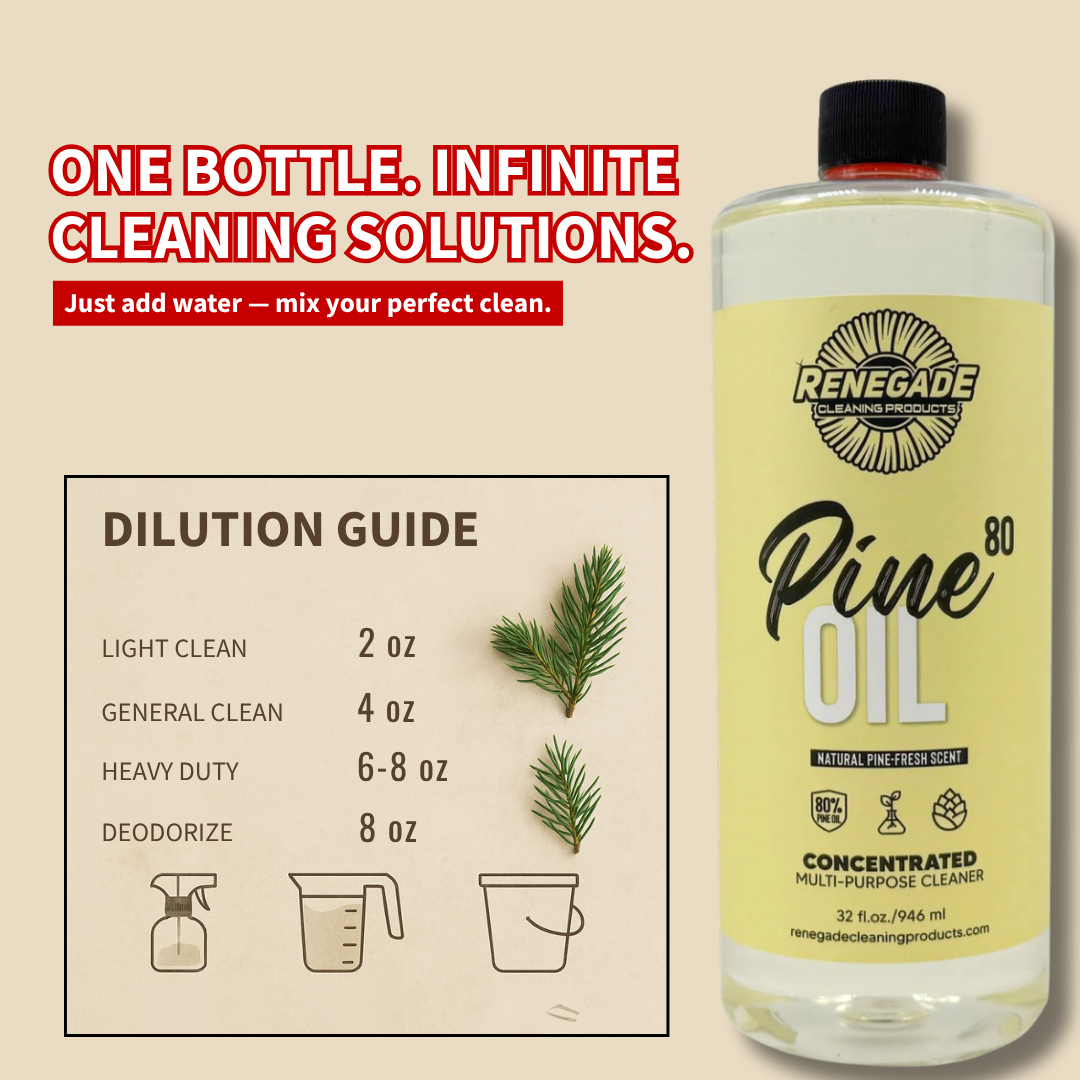 Pine Oil 80 Cleaner – 80% Pure Pine Oil, 32 oz & 1 Gallon, Plant‑Powered Disinfectant